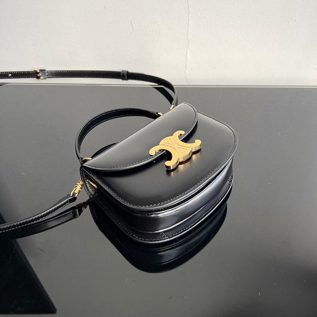 CELINE TRIOMPHE 15 Black Calfskin Handbag