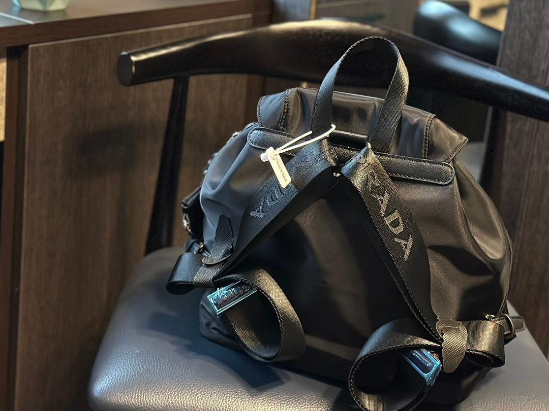 PRADA DUMA 32 BACKPACK IN BLACK RE-NYLON
