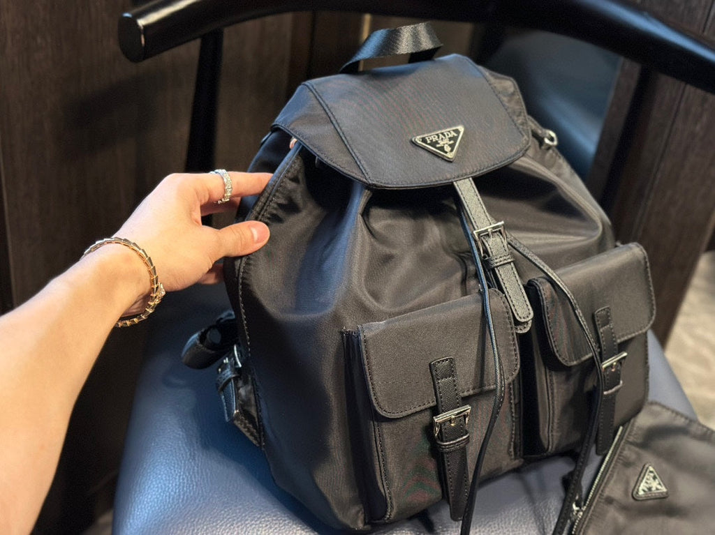 PRADA DUMA 32 BACKPACK IN BLACK RE-NYLON