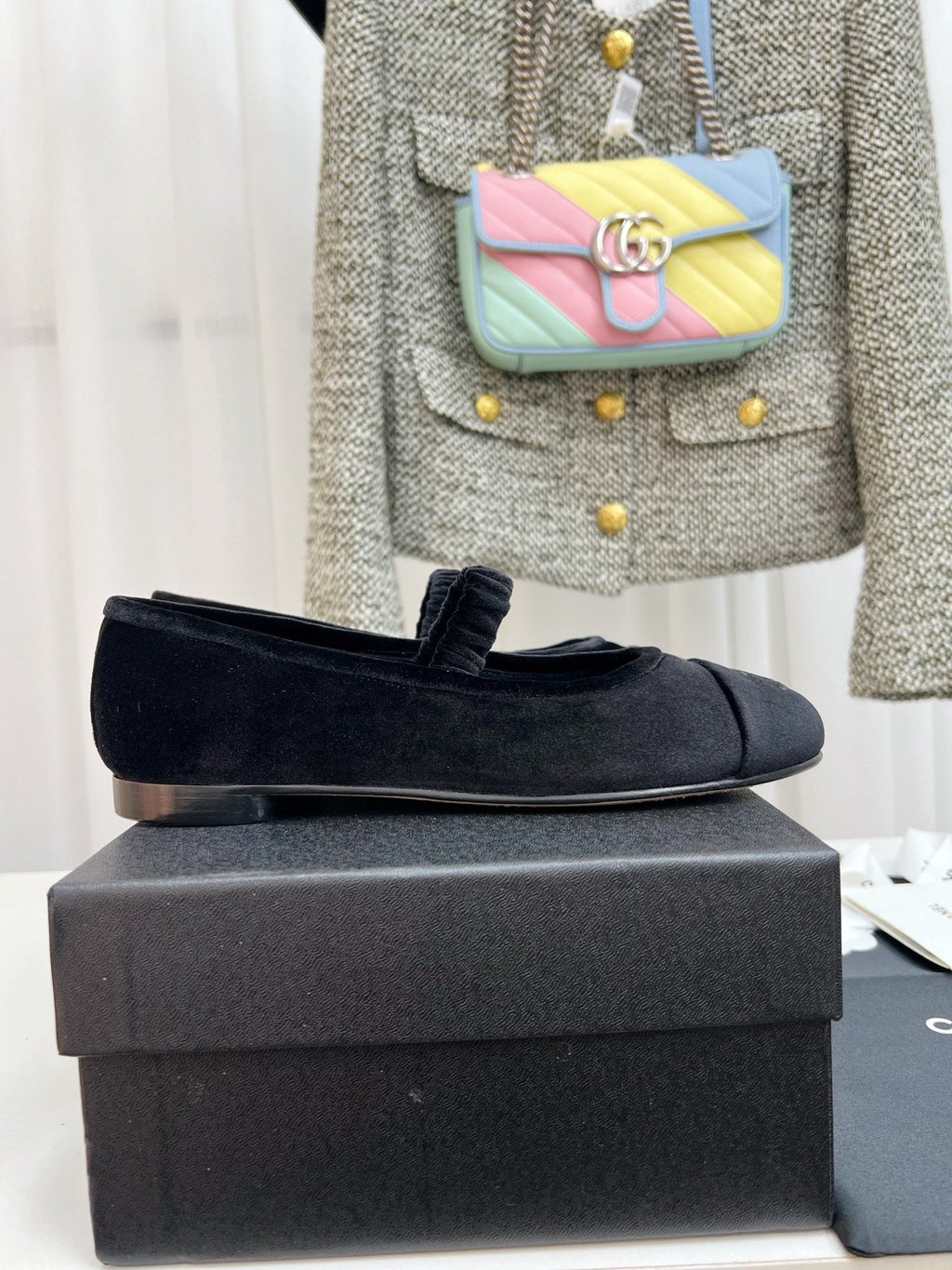 CHANEL MARY JANE FLAT IN BLACK VELVET