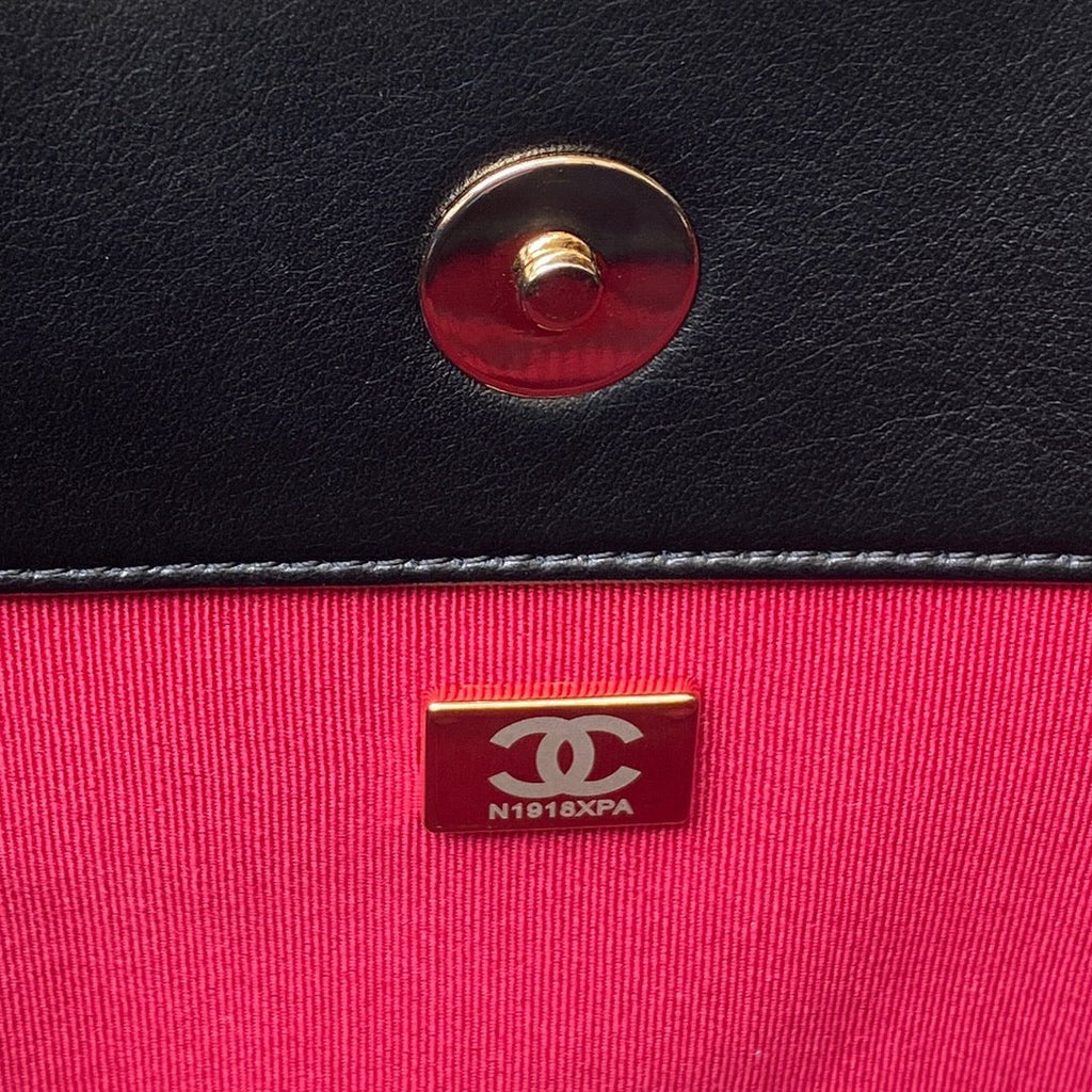 CHANEL 23P Hobo Shopping Black Calfskin Gold Hardware