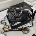 CHANEL 19 WOC 19CM BLACK LAMBSKIN SILVER HARDWARE