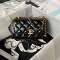 CHANEL MINI 19 FLAP BAG IN BLACK CALFSKIN GOLD HARDWARE