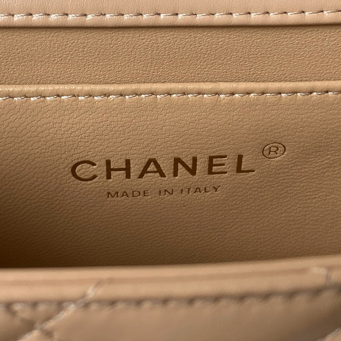 CHANEL MINI 19 FLAP BAG IN DARK BEIGE CALFSKIN GOLD HARDWARE