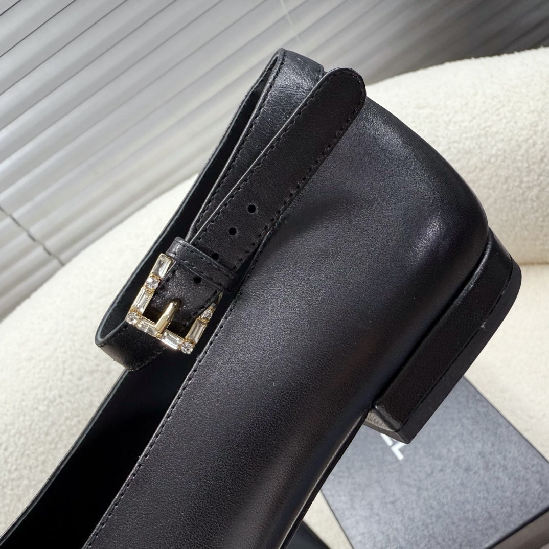 CHANEL MARY JANE BOW SHOES IN BLACK LAMBSKIN