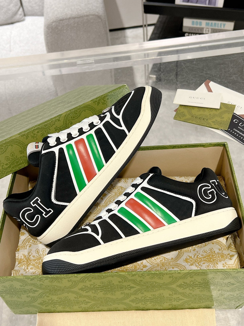 GUCCI SNEAKER IN BLACK MIX COLORFUL CALFSKIN