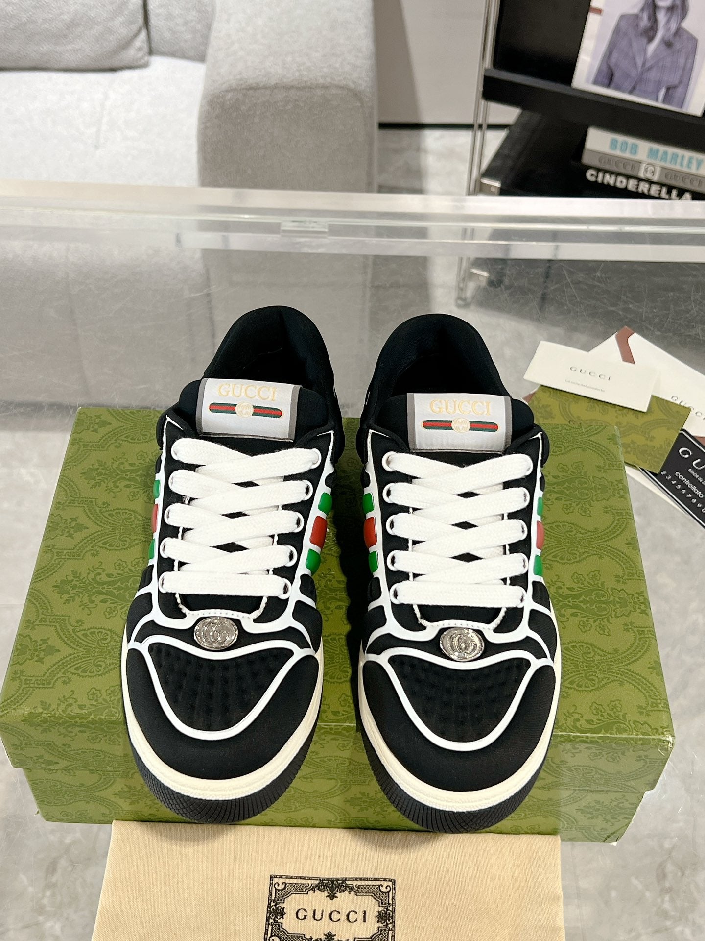 GUCCI SNEAKER IN BLACK MIX COLORFUL CALFSKIN