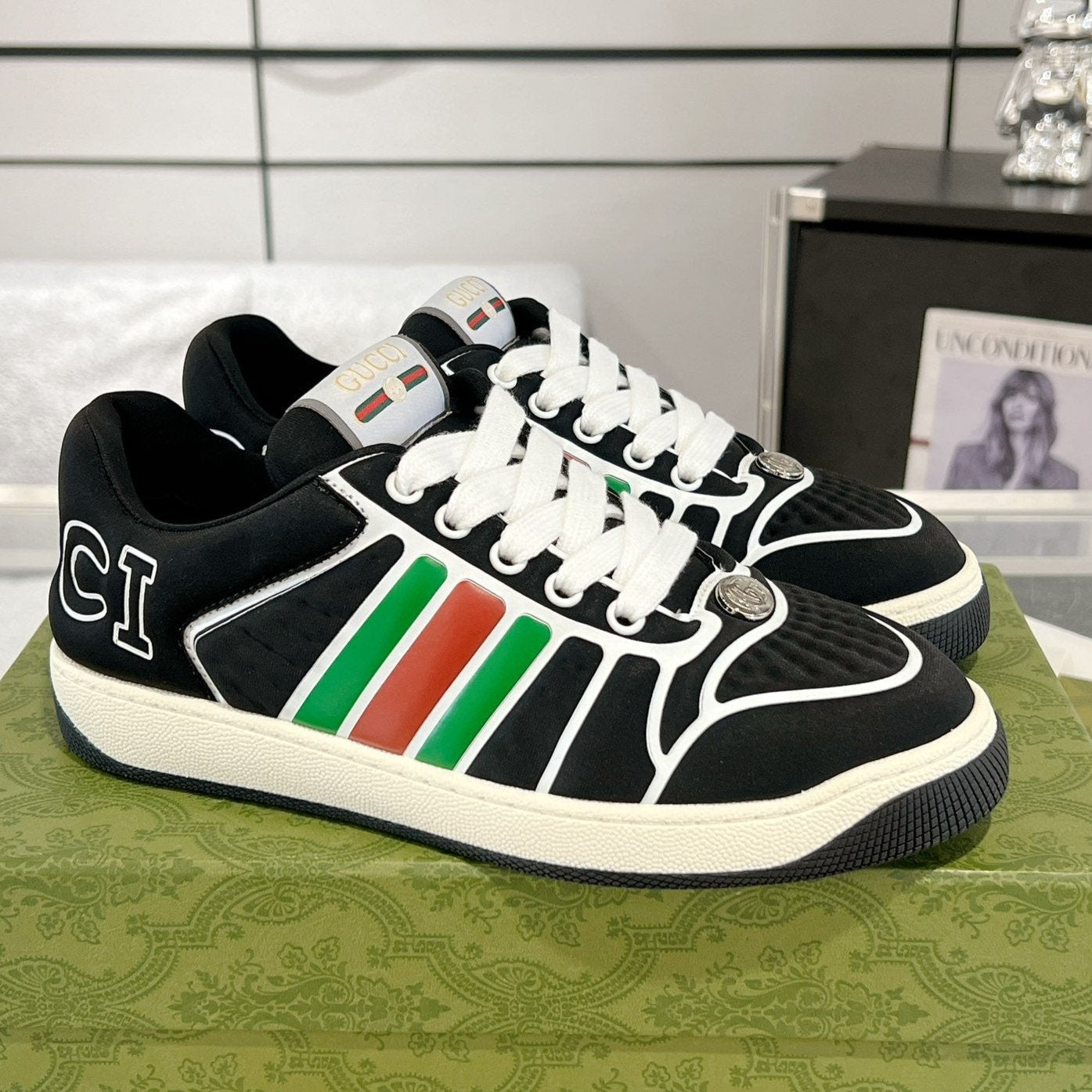 GUCCI SNEAKER IN BLACK MIX COLORFUL CALFSKIN