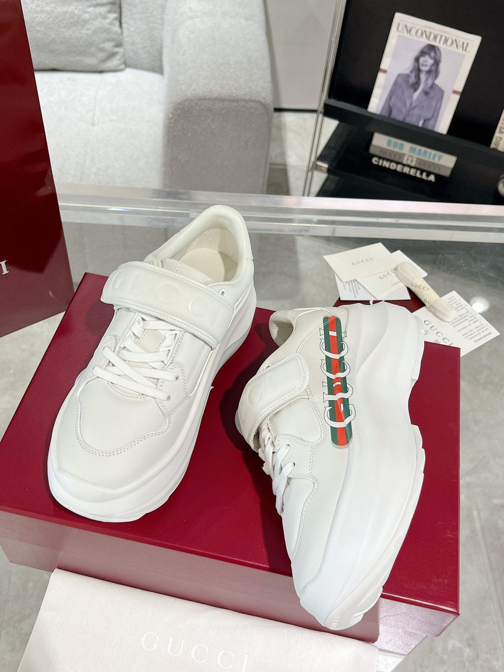 GUCCI WAVE SNEAKER IN RICE WHITE CALFSKIN