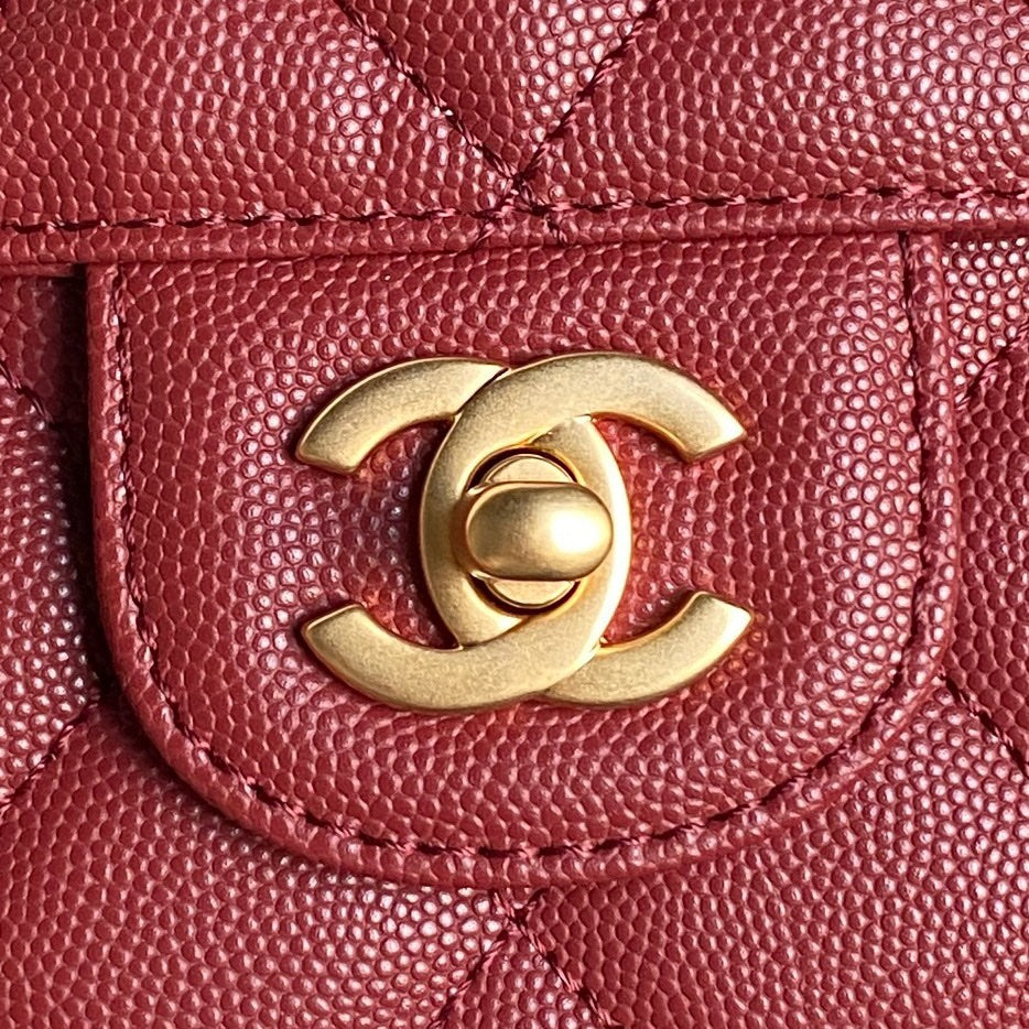 CHANEL RETRO STYLE FLAP BAG 19 IN STILETTO RED GRAINED CALFSKIN GOLD HARDWARE