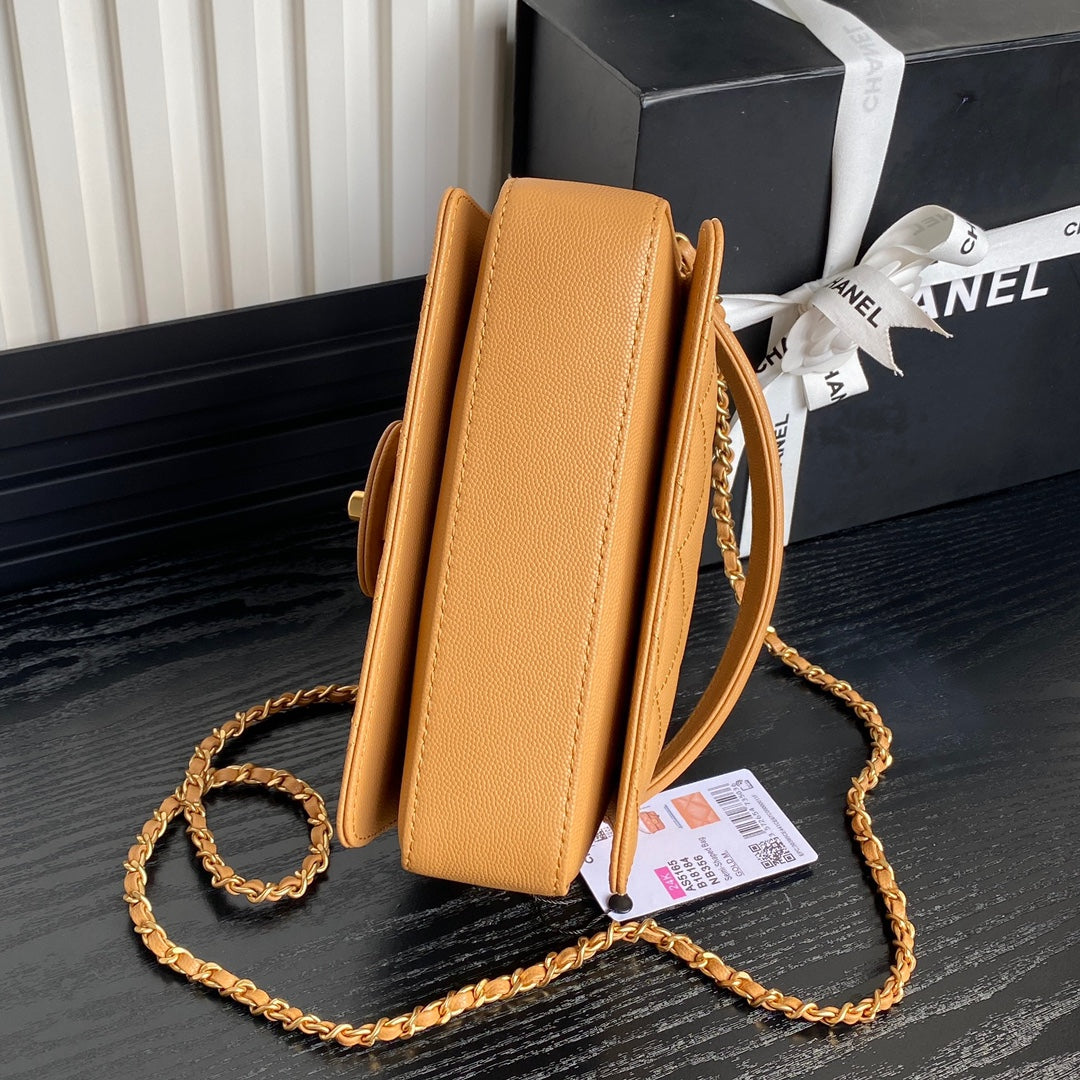 CHANEL RETRO STYLE FLAP BAG 19 IN RAW SIENNE GRAINED CALFSKIN GOLD HARDWARE