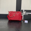 CHANEL CAMERA BAG 24 IN RED SHINY CALFSKIN GOLD CHAIN