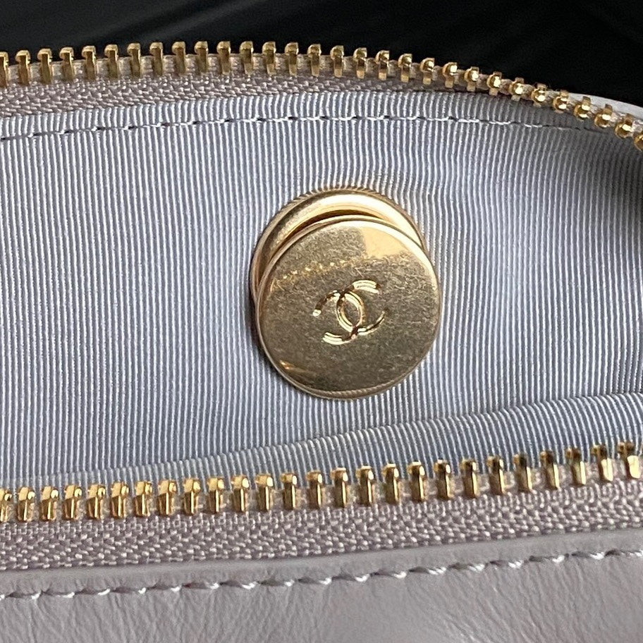 CHANEL BOWLING BAG 29 IN GREY CALFSKIN GOLD HARDWARE