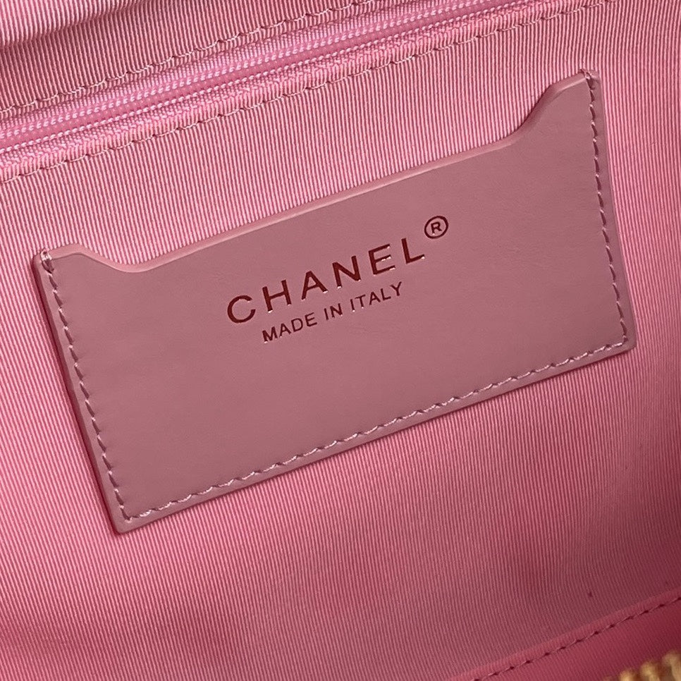CHANEL BOWLING BAG 29 IN BABY PINK CALFSKIN GOLD HARDWARE