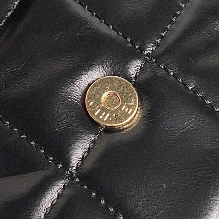 CHANEL BOWLING BAG 29 IN BLACK SHINY CALFSKIN GOLD HARDWARE