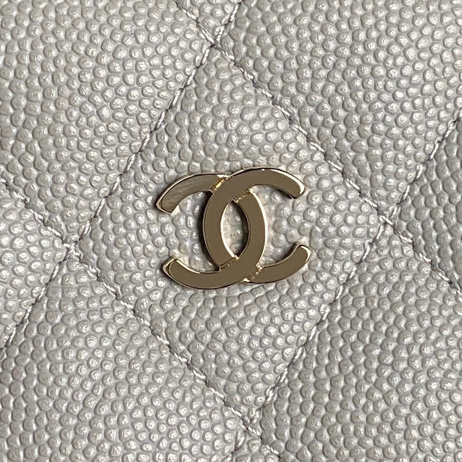 CHANEL HOBO BAG 21 IN RHINO GRAY GRAINED CALFSKIN GOLD HARDWARE