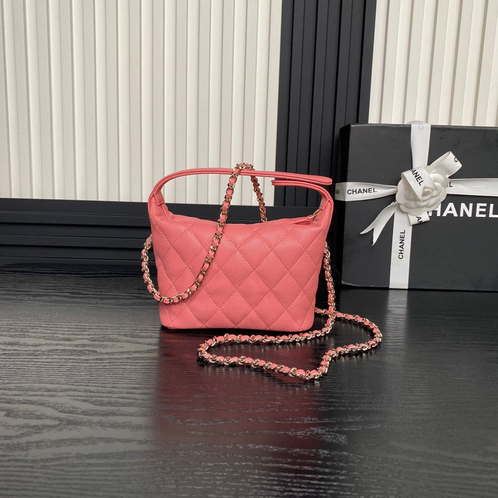 CHANEL HOBO BAG 21 IN FROLY PINK GRAINED CALFSKIN GOLD HARDWARE