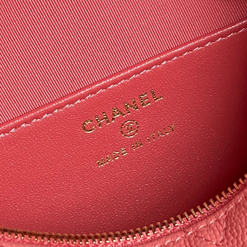 CHANEL HOBO BAG 21 IN FROLY PINK GRAINED CALFSKIN GOLD HARDWARE