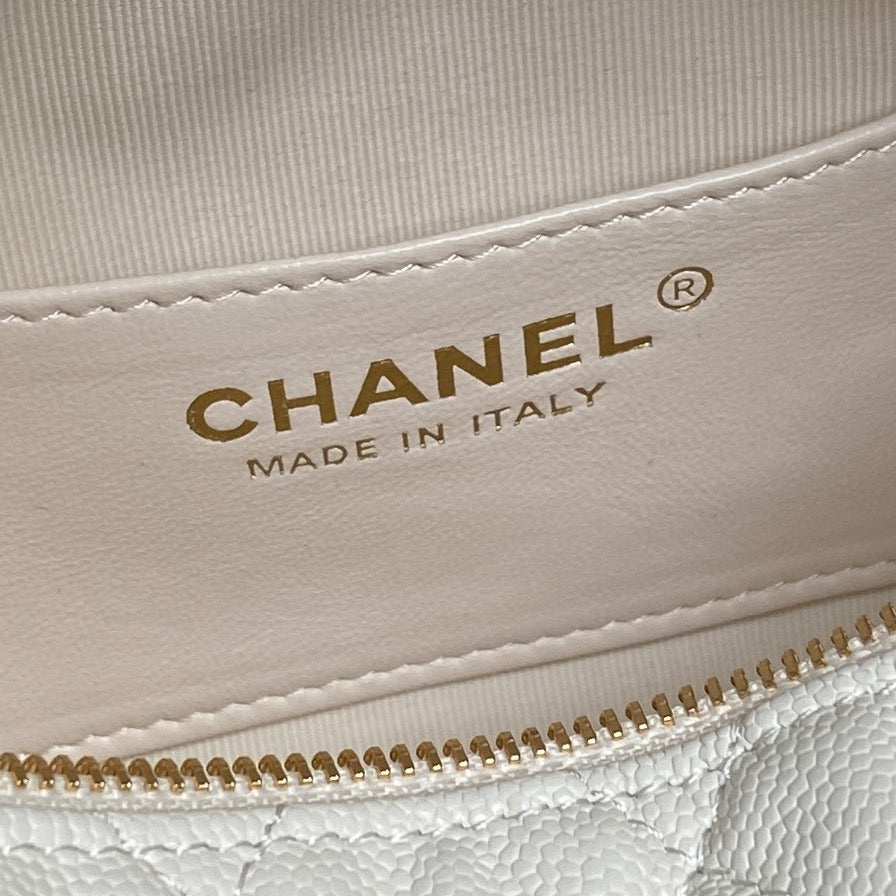 CHANEL 25S HOBO BAG 22 IN WHITE CAVIAR LEATHER