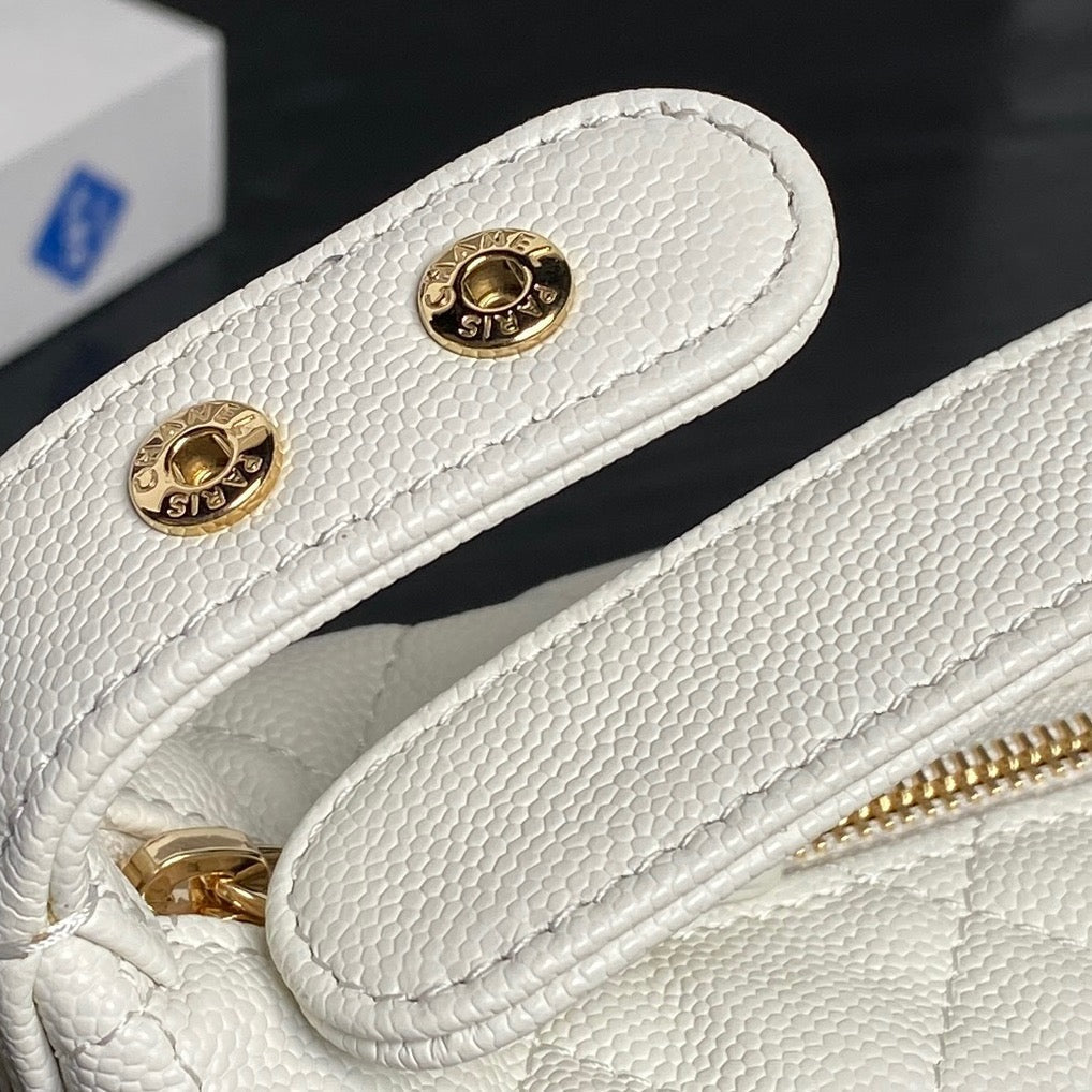 CHANEL 25S HOBO BAG 22 IN WHITE CAVIAR LEATHER