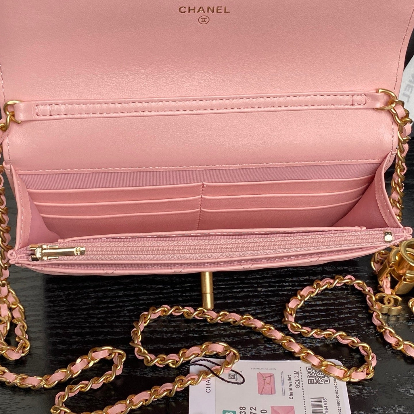 CHANEL 25S CHAIN WALLET 19 IN PINK LAMBSKIN GOLD HARDWARE