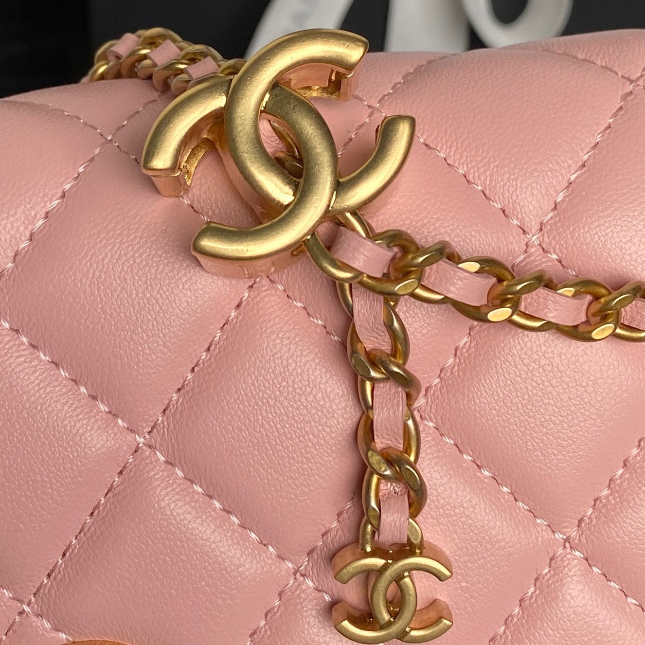CHANEL 25S CHAIN WALLET 19 IN PINK LAMBSKIN GOLD HARDWARE