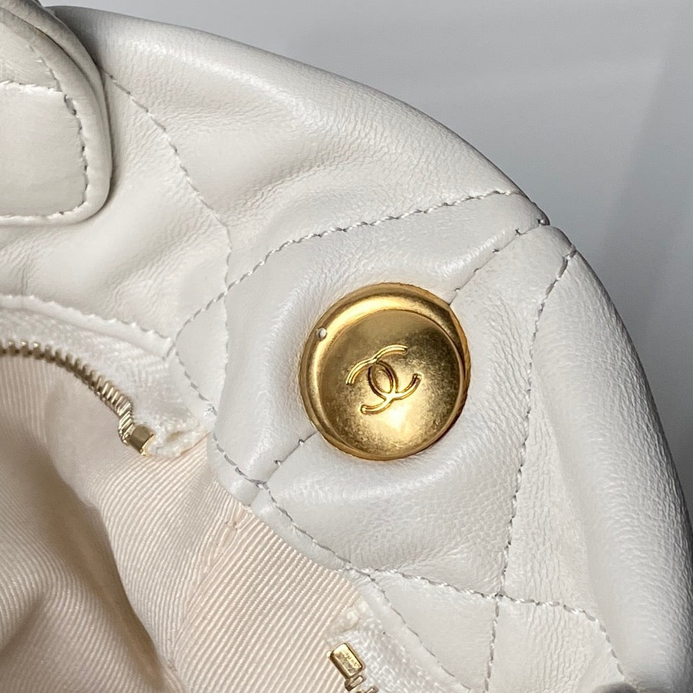 CHANEL 25S  MINI BOW BAG 26 IN CREAM WHITE LAMBSKIN WITH GOLD HARDWARE