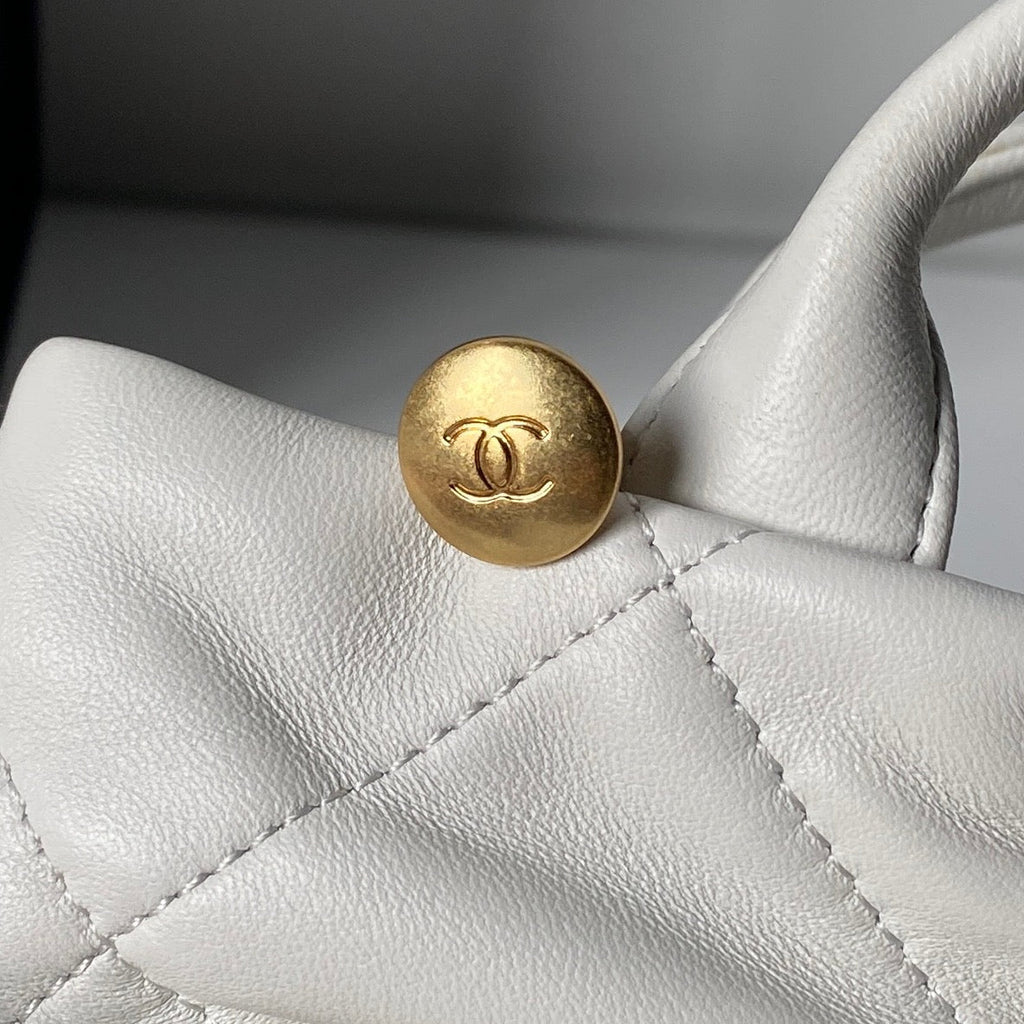 CHANEL 25S MINI BOW BAG 26 IN CREAM WHITE LAMBSKIN WITH GOLD HARDWARE