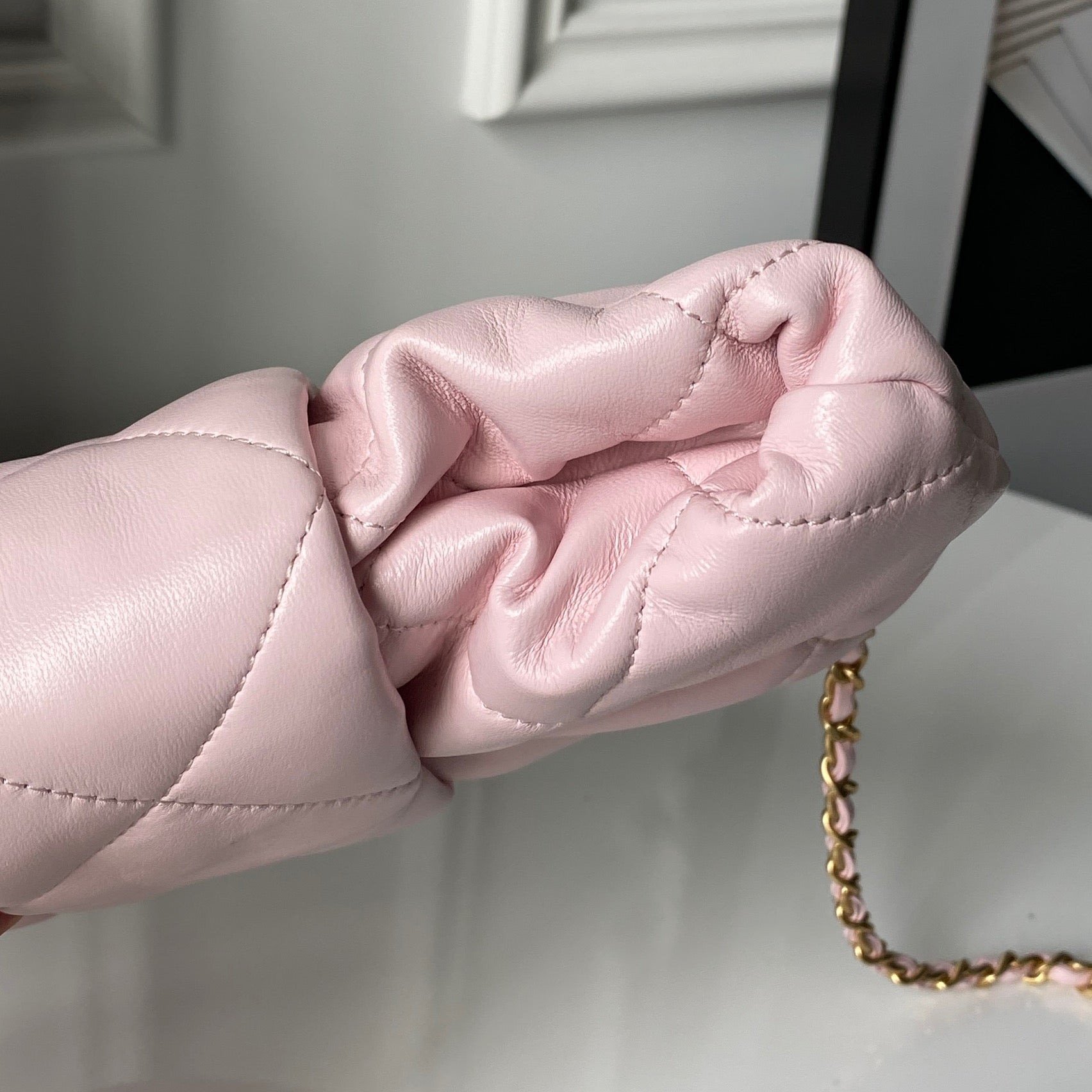 CHANEL 25S MINI BOW BAG 26 IN PINK LAMBSKIN WITH GOLD HARDWARE