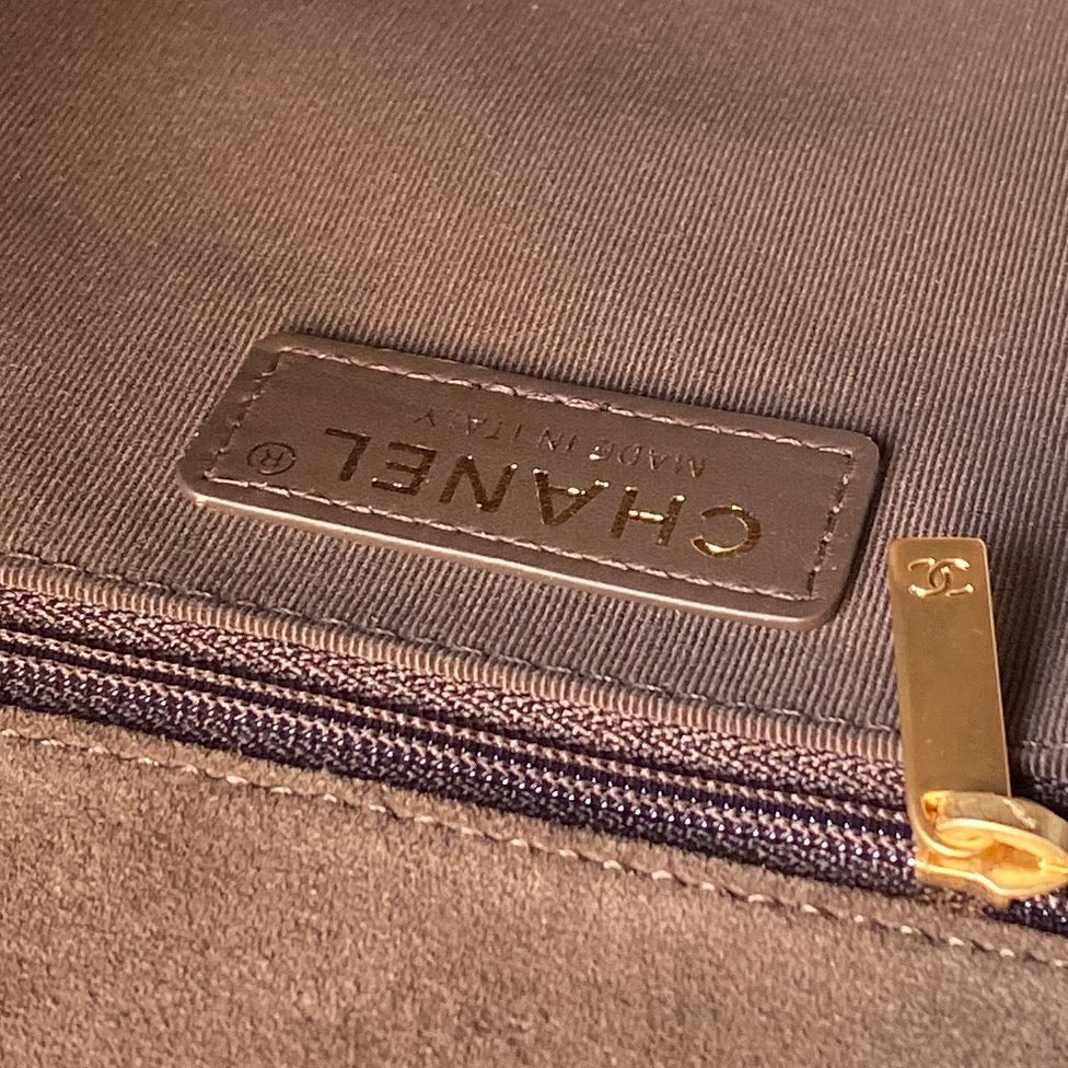 CHANEL 25S SHOULDER BAG 30 IN DARK BROWN SUEDE WITH GOLD HARDWARE