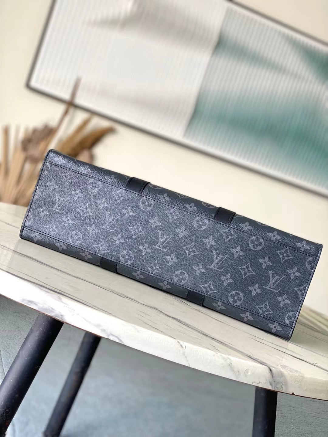 LOUIS VUITTON SAC PLAT 24H 41 IN DARK GRAY MONOGRAM ECLIPSE CANVAS