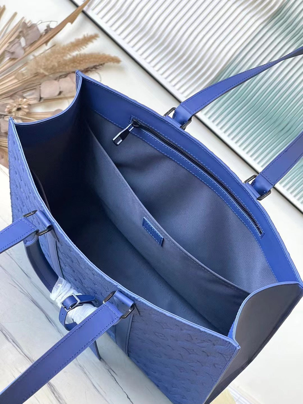 LOUIS VUITTON SAC PLAT 24H 41 IN SAPPHIRE BLUE MONOGRAM EMBOSSED TAURILLON