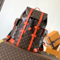 LOUIS VUITTON LV 25S CHRISTOPHER BACKPACK 48 IN BROWN AND VERMILION CANVAS MONOGRAM