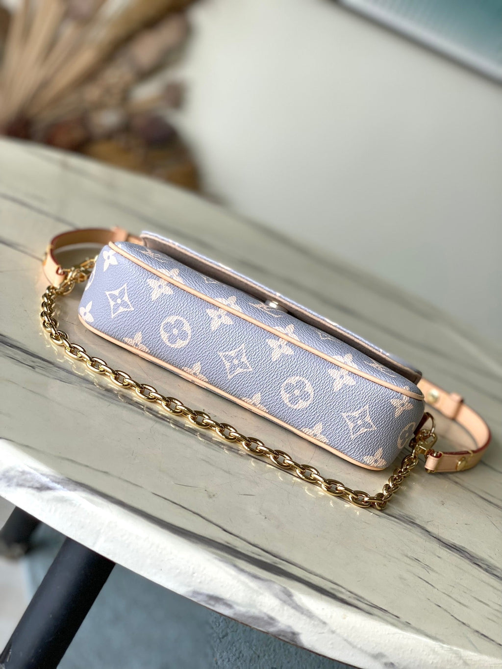 LOUIS VUITTON IVY 23 IN GRAY CREAM MONOGRAM TRIANON CANVAS GOLD HARDWARE