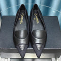 CHANEL BALLET FLAT BLACK SHEEPSKIN POINTED TOE