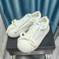CHANEL THICK-SOLED SHOES IN WHITE WOVEN WOOL