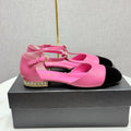 CHANEL MARY JANE 25S IN PINK LAMBSKIN AND BLACK SUEDE WITH PEARL HEEL