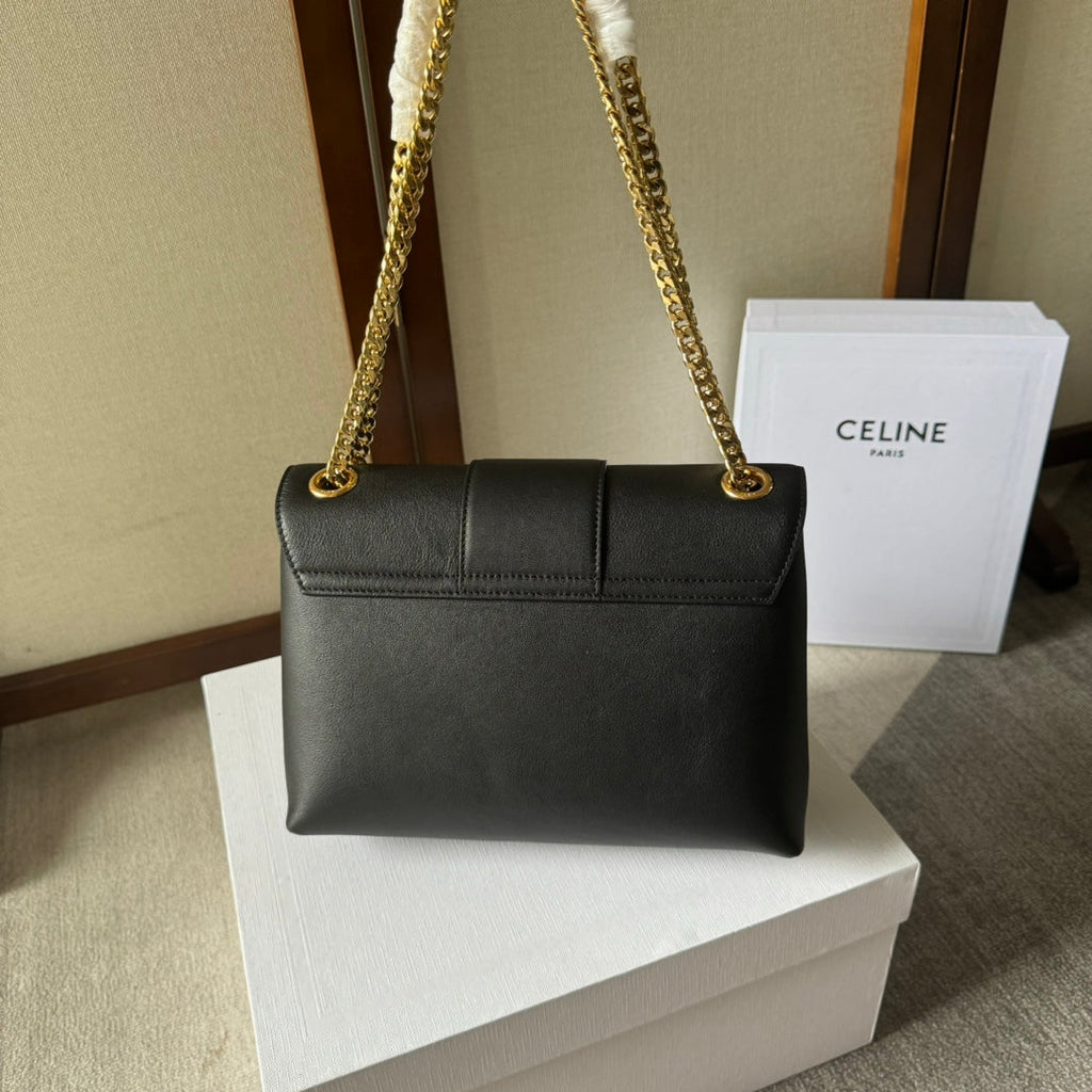 CELINE MEDIUM  VICTOIRE BAG 25 IN BLACK CALFSKIN GOLDEN HARDWARE