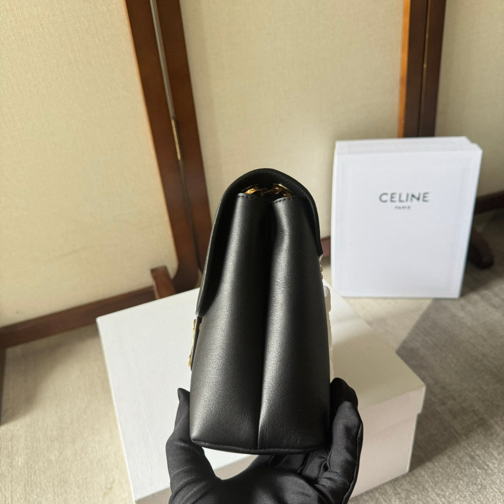 CELINE MEDIUM  VICTOIRE BAG 25 IN BLACK CALFSKIN GOLDEN HARDWARE