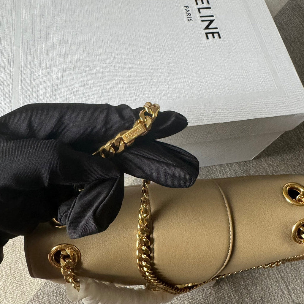 CELINE MEDIUM  VICTOIRE BAG 25 IN CAMEL GOLD CALFSKIN