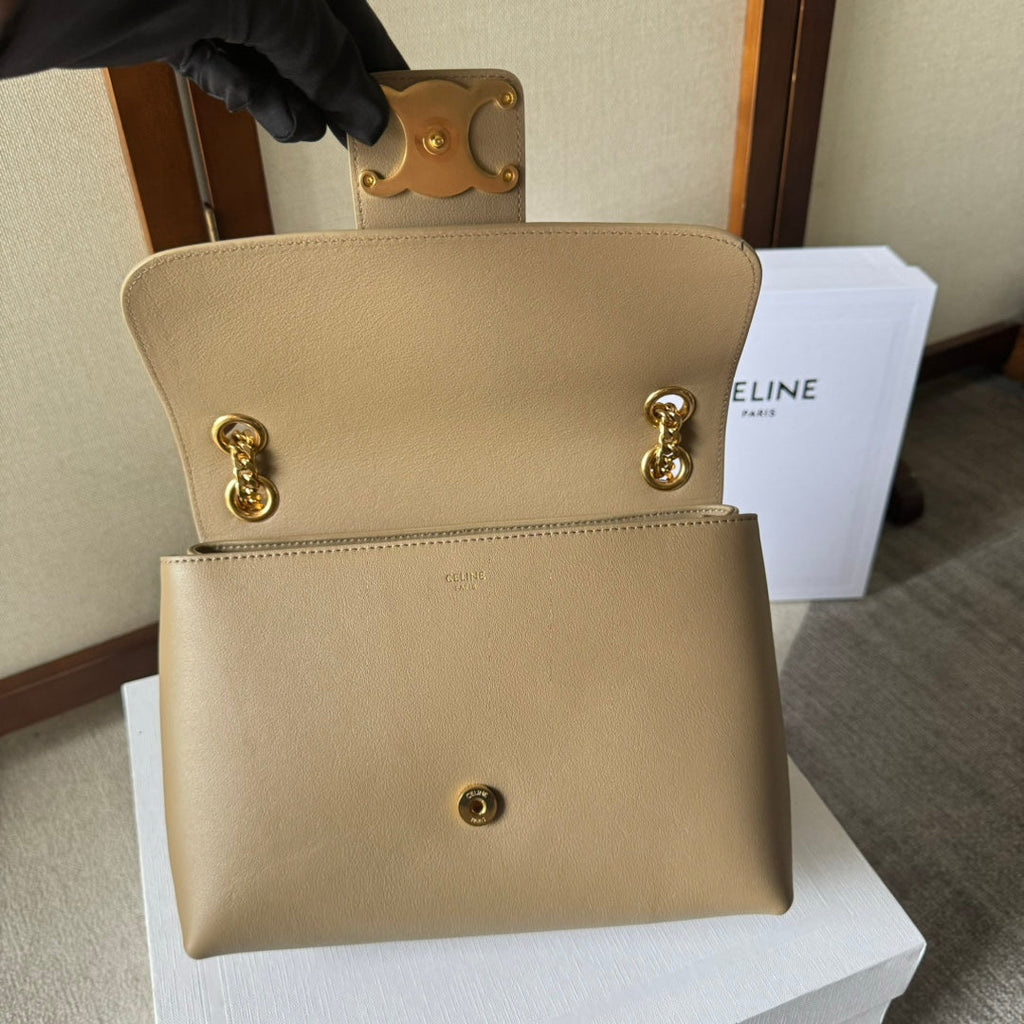 CELINE MEDIUM  VICTOIRE BAG 25 IN CAMEL GOLD CALFSKIN