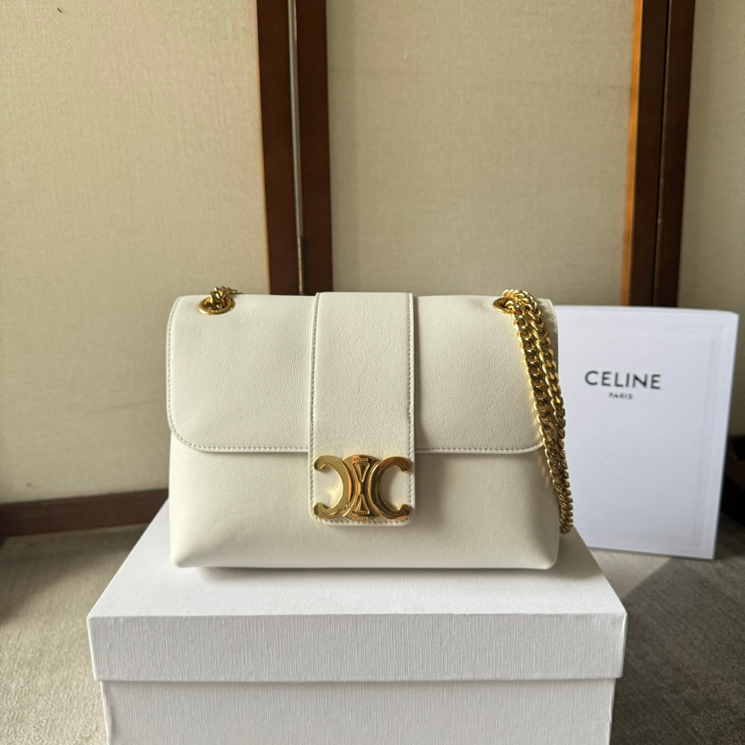 CELINE MEDIUM  VICTOIRE BAG 25 IN IVORY CALFSKIN