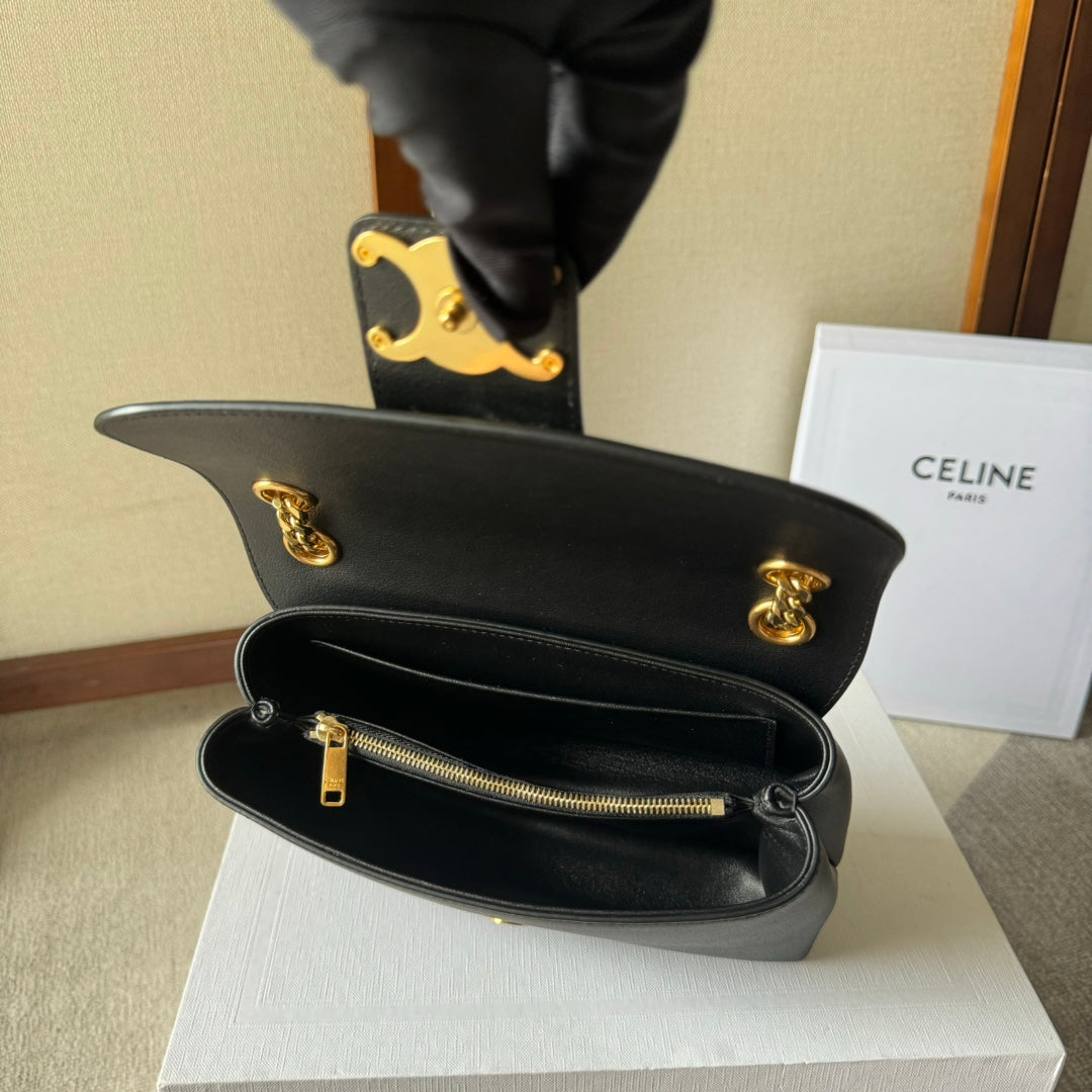 CELINE MEDIUM  VICTOIRE BAG 23 IN BLACK CALFSKIN