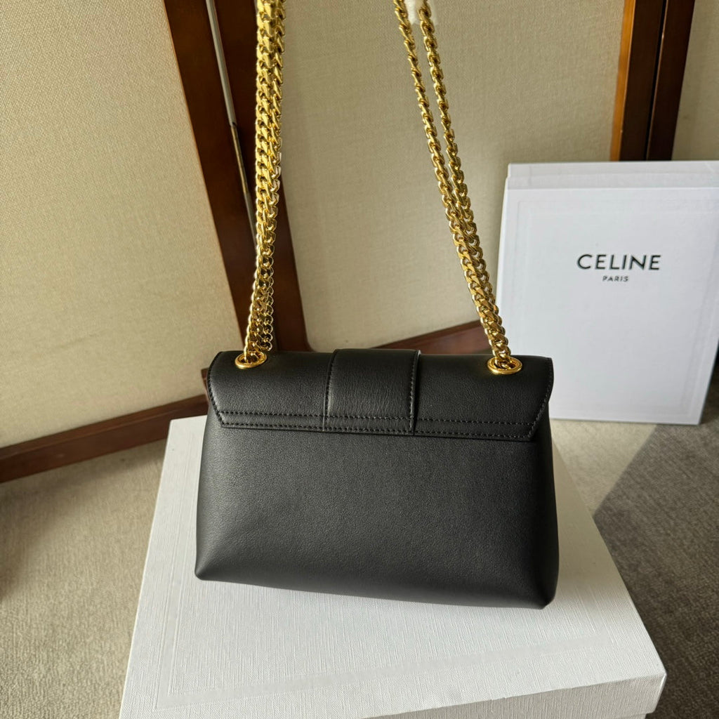 CELINE MEDIUM  VICTOIRE BAG 23 IN BLACK CALFSKIN