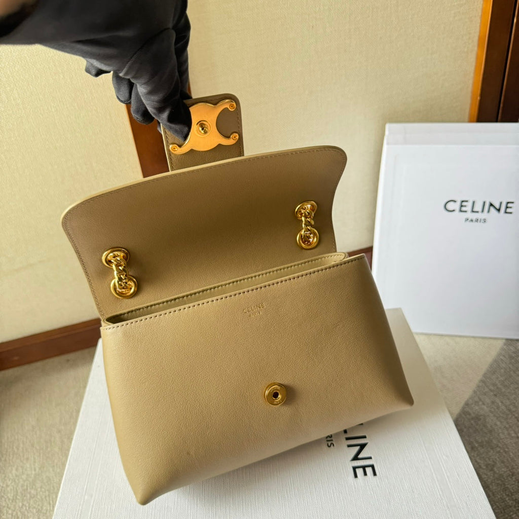 CELINE MEDIUM  VICTOIRE BAG 23 IN CAMEL GOLD CALFSKIN