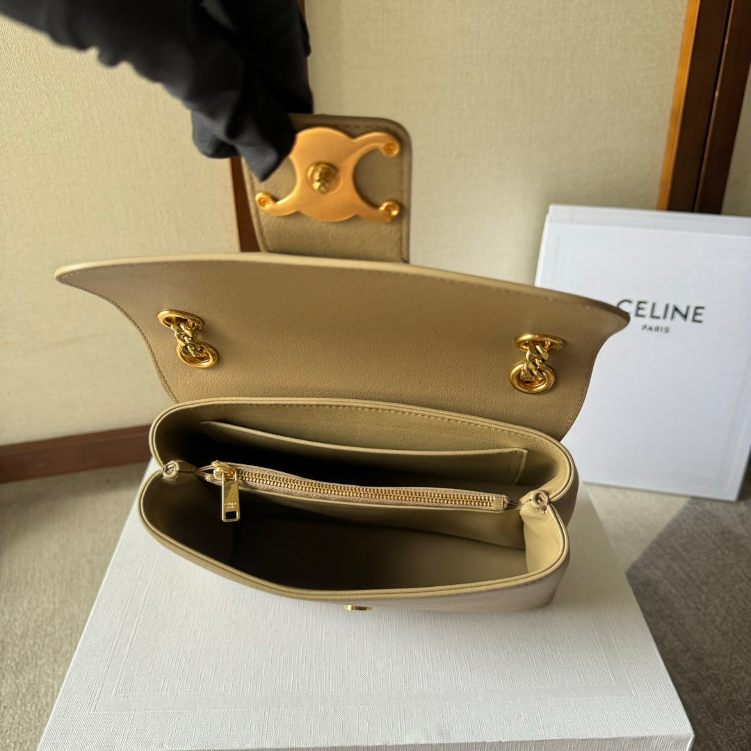 CELINE MEDIUM  VICTOIRE BAG 23 IN CAMEL GOLD CALFSKIN