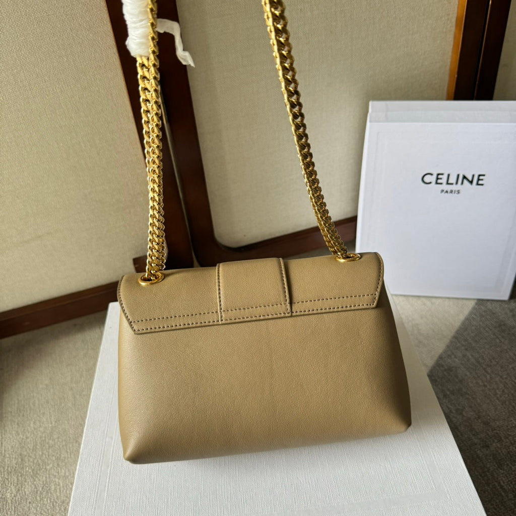 CELINE MEDIUM  VICTOIRE BAG 23 IN CAMEL GOLD CALFSKIN