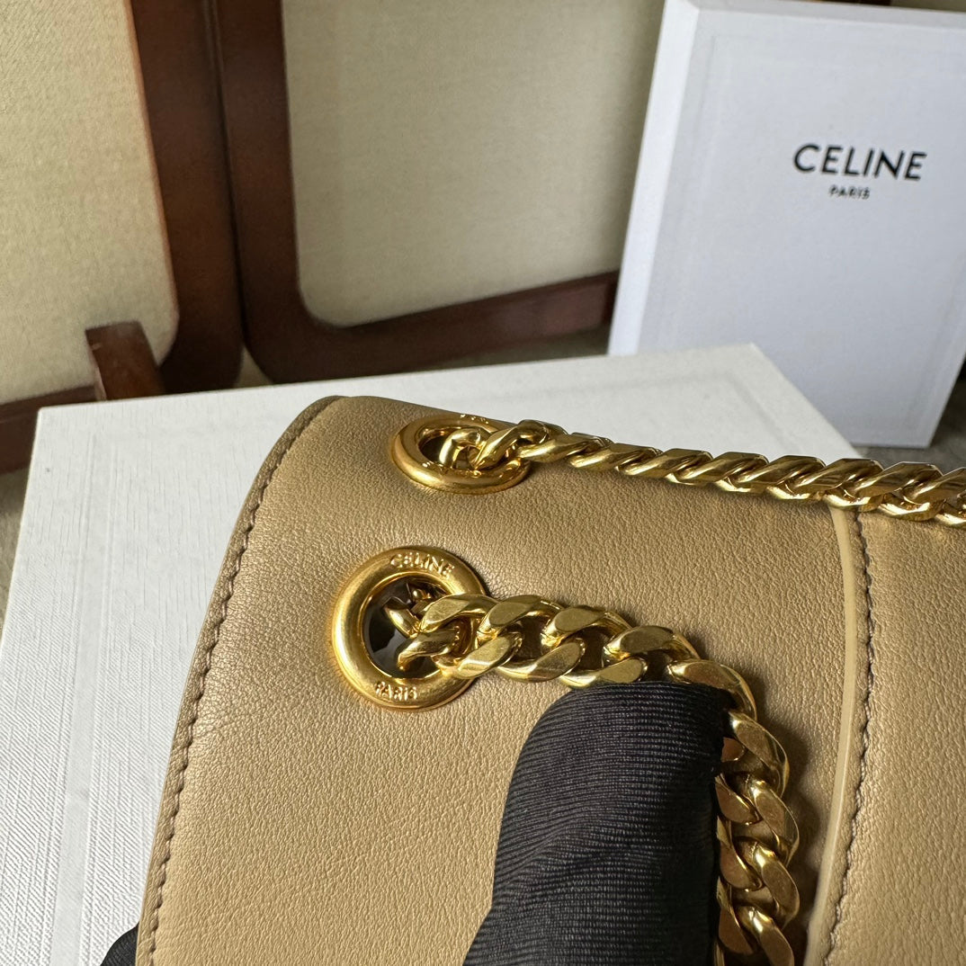 CELINE MEDIUM  VICTOIRE BAG 23 IN CAMEL GOLD CALFSKIN