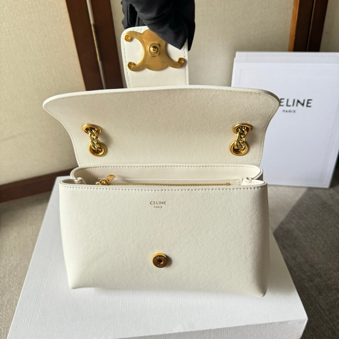 CELINE MEDIUM  VICTOIRE BAG 23 IN SOFT YELLOW CALFSKIN