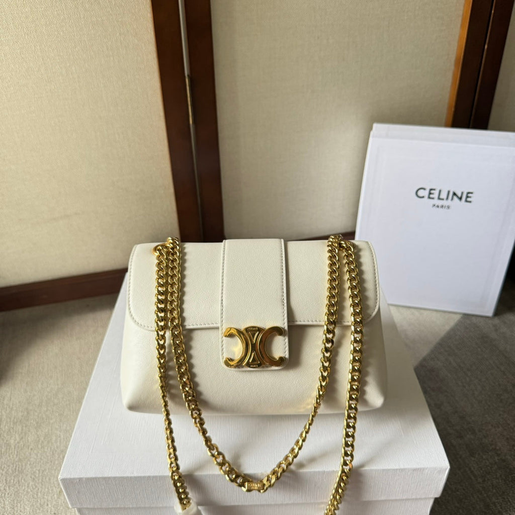 CELINE MEDIUM  VICTOIRE BAG 23 IN SOFT YELLOW CALFSKIN